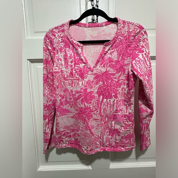 Lilly Pulitzer Kayleigh top size small paradise pink rule breakers EUC - Picture 2 of 4